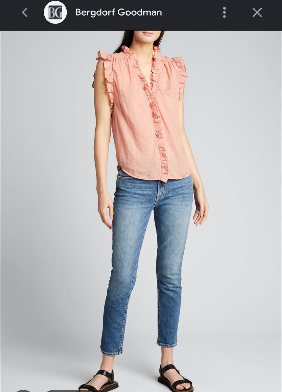 FRAME Lauren Sleeveless Ruffle Top Size Small Pink Romantic Quiet Luxury Preppy